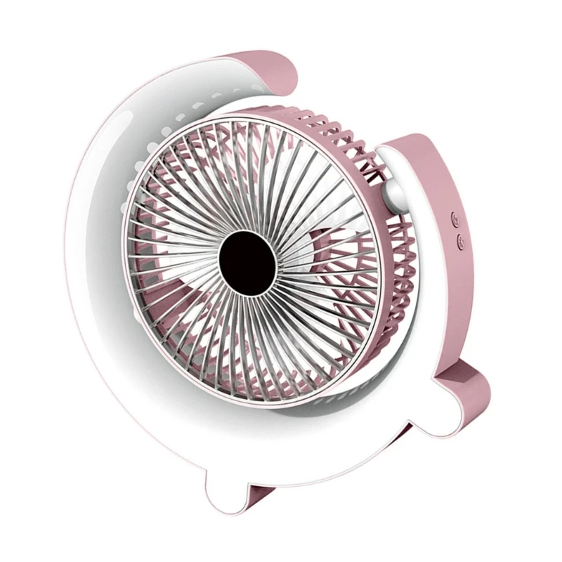 Rechargable Fan 1200mAh Quiet Fan Air Cooling Fan Desk Fan with Colorful Light