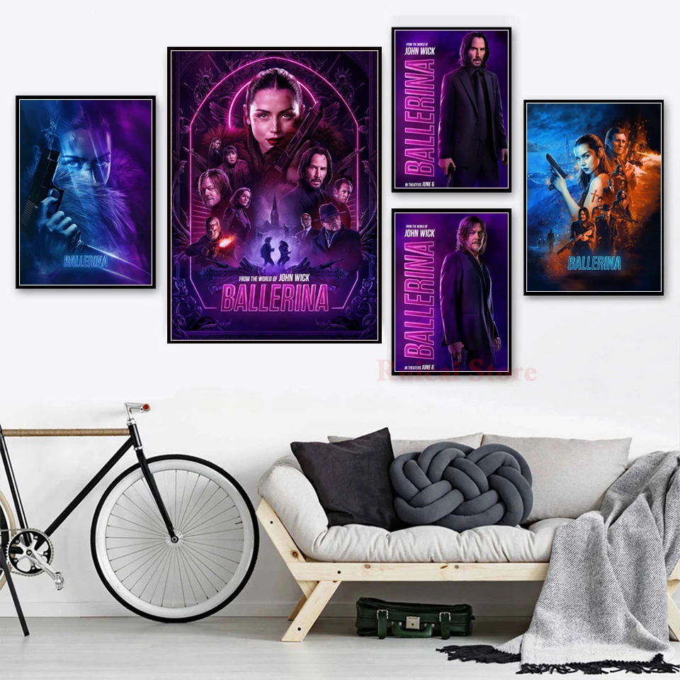 

Ballerina Movie Poster John Wick Film Keanu Reeves Posters Canvas Wall Art For Living Room Home Bedroom Cofe Bar Decoration