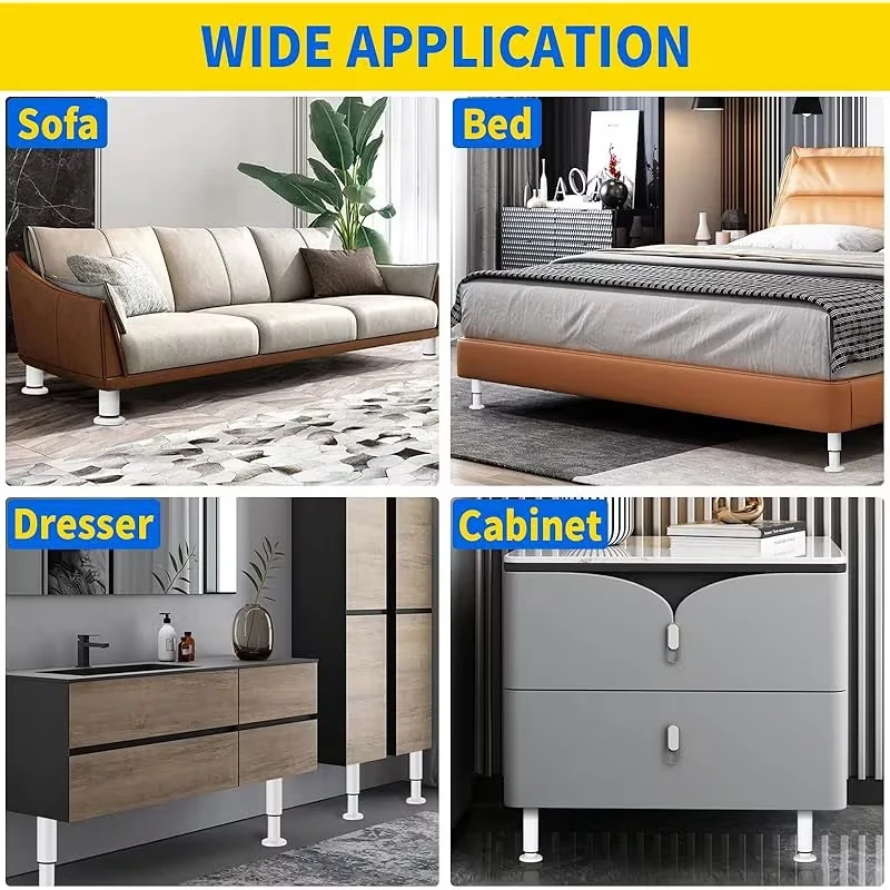 New Heavy-Duty Adjustable Height Bed Frame Support Legs Furniture Support Columns Universal For Bed Sofa Cabinet Dresser Table
