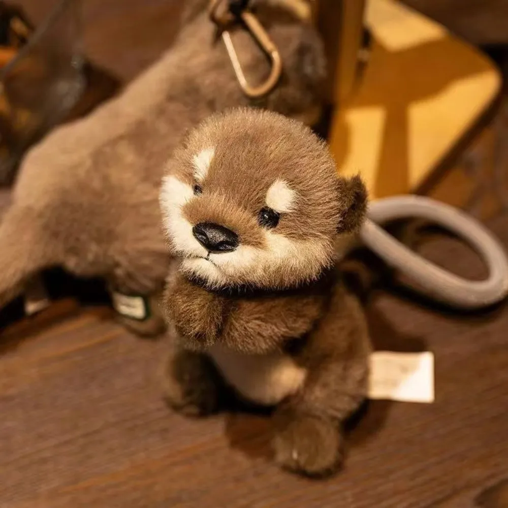 Cute Soft Plush Otter Plush Keychain Animal Shape Stuffed Toy Plushies Key Ring Stuffed Otter Animal Gifts
