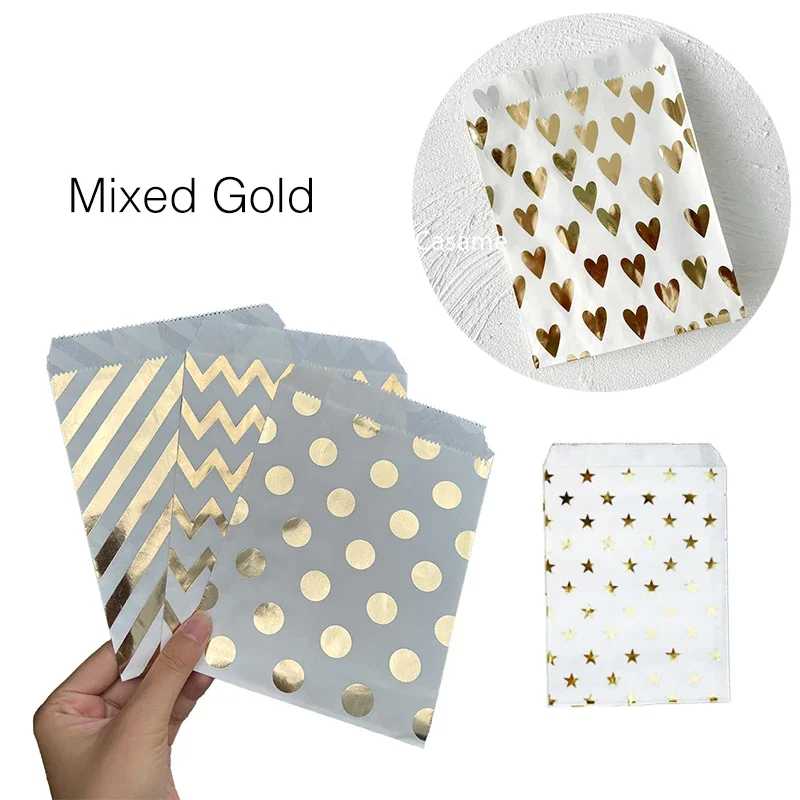 Foiled gold Christmas Valentine's Day Gift Bags Paper Pouch Rose Gold Pape Bags Birthday Wedding Party Favors Treat Gift Bags