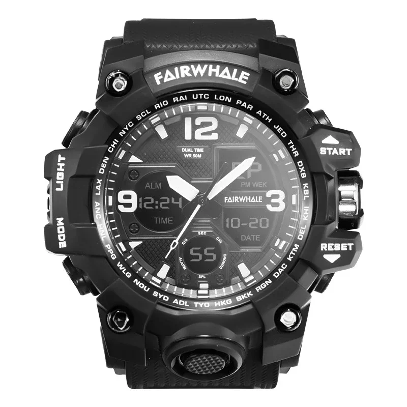 Outdoor Fashion Transparent Student Watch Men Waterproof Sport Glow in The Dark Dual Movement Multi Function Electronic Watch