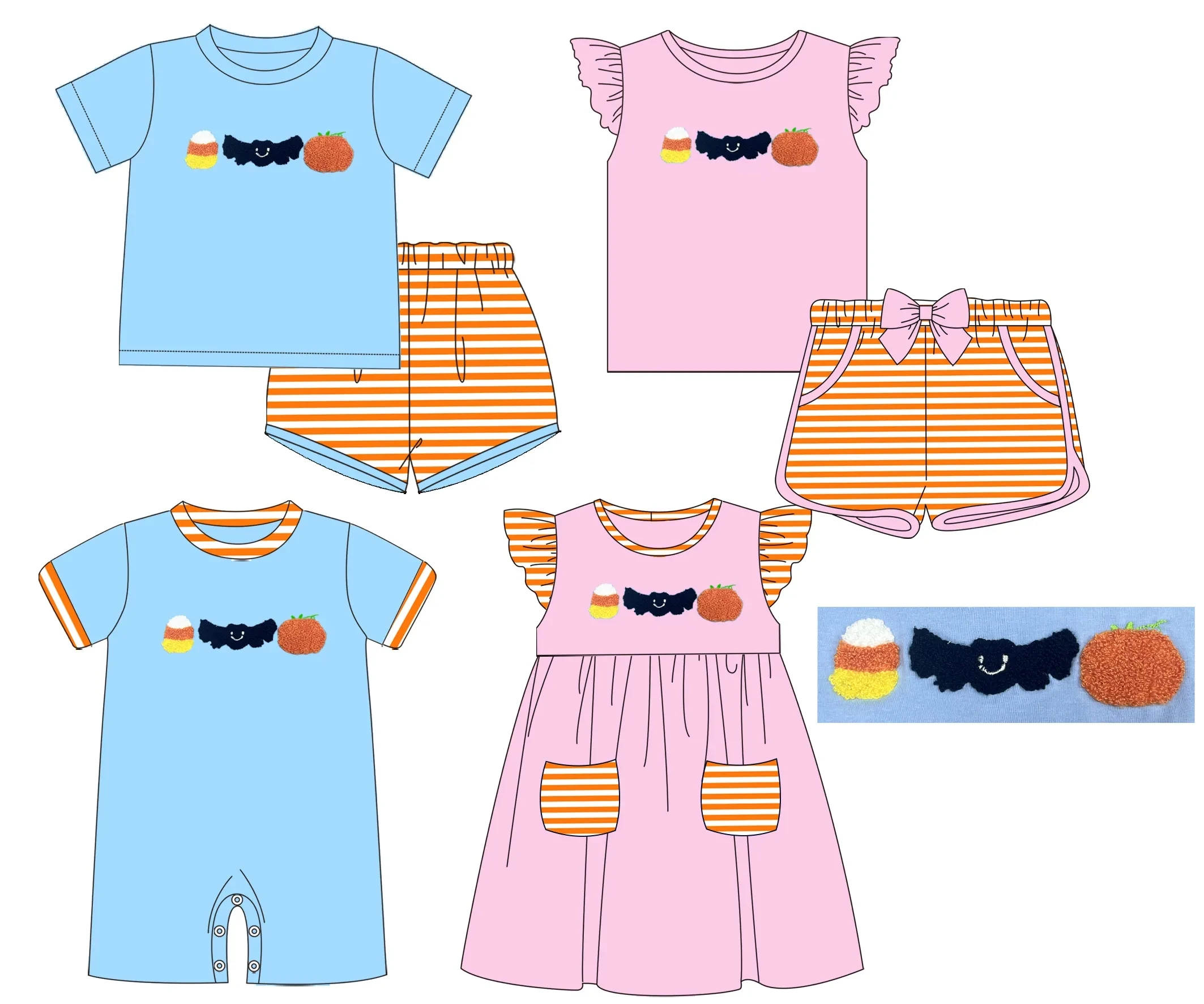 أفضل بيع الأولاد الفرنسية عقدة هالوين الثلاثي زي الأولاد زي مجموعة بالجملة للتخصيص #1