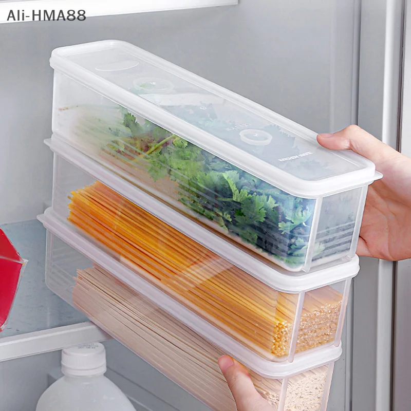 HMA88- Storage Box Plastic Spaghetti Preservation Box Food Holder Fresh-keeping Sealed Green Oonion Container Box Kitchen Fridge