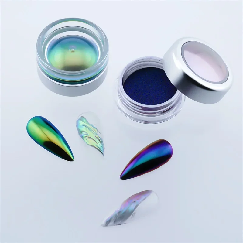 FSIXCL Nail Chrome Powder Chameleon Glitter Color Shift Effect for Manicure Decoration Metallic Mirror Iridescent Pigment Dust