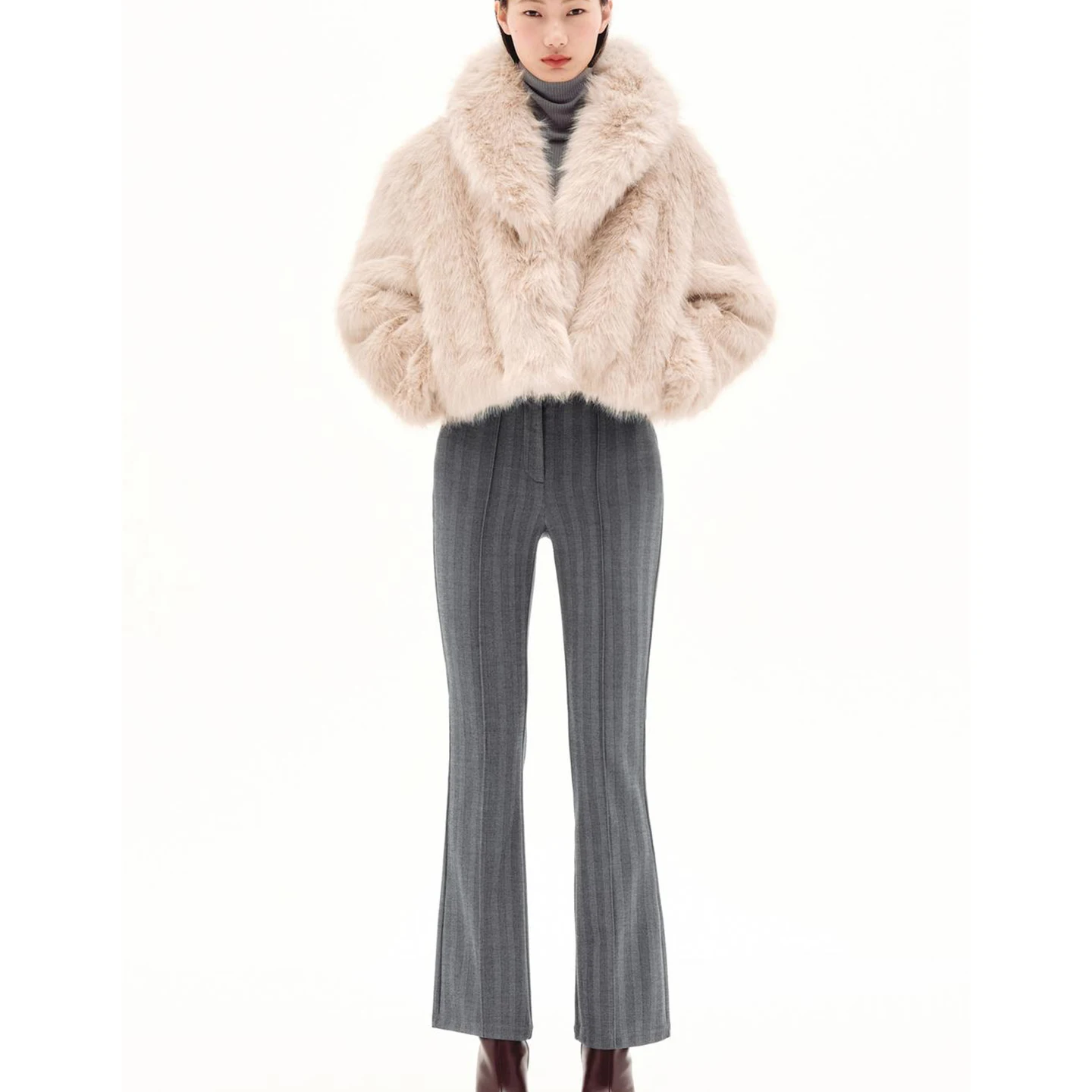 Winter Neue frauen Lose Kragen Faux Pelz Effekt Jaet ort Oberbekleidung Polyester Faser Lange Sve Taste Verschluss ort Länge