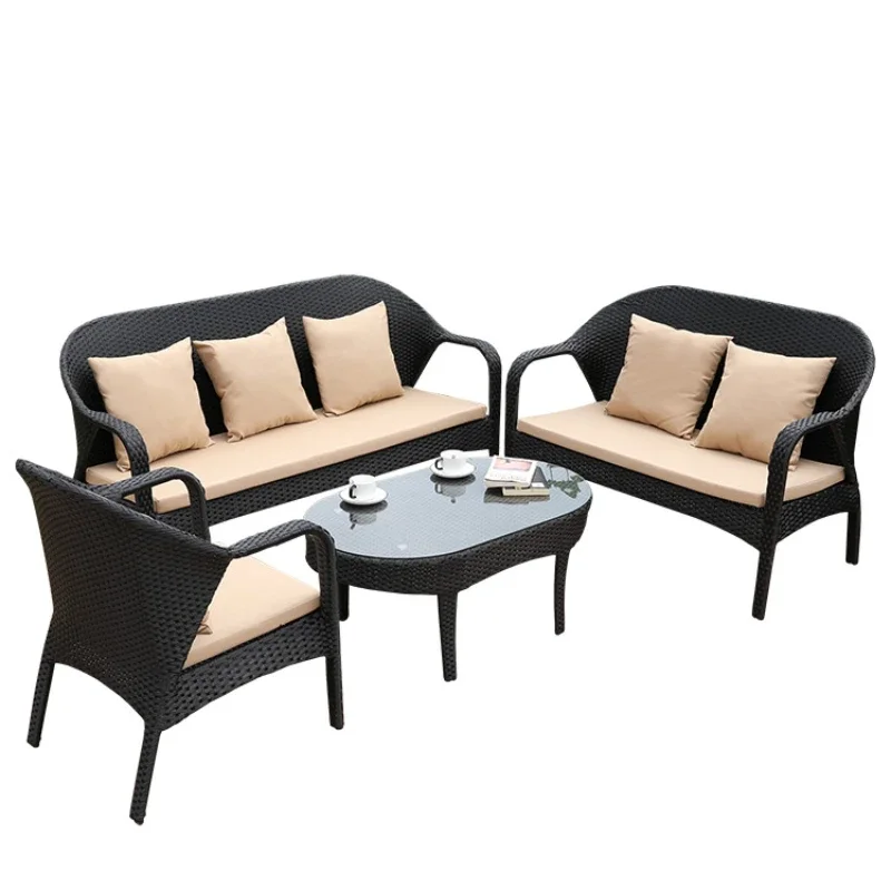 

Sofa rattan table and chair set combination lazy small apartment rattan sofa