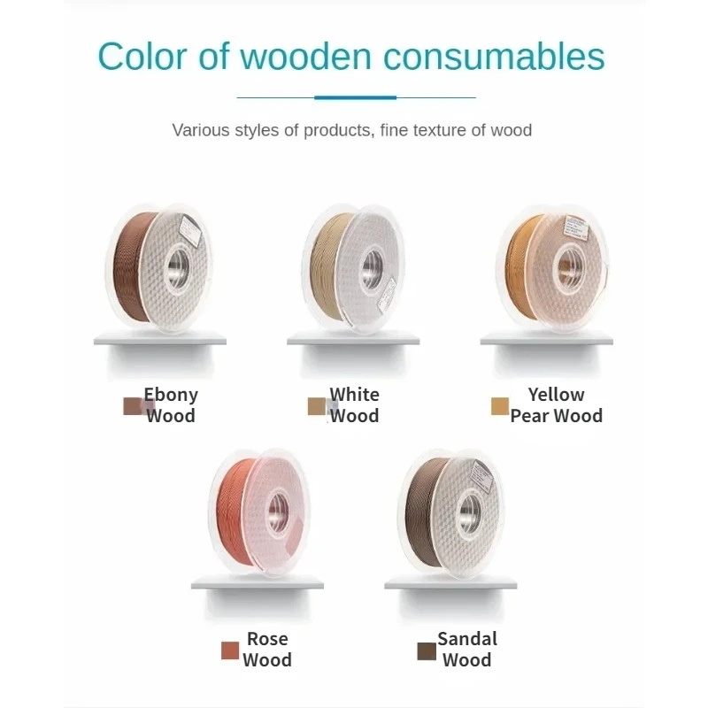 Wood 3D Printer Filament,Wood PLA Filament 1.75mm,Wood Color More Than 30% Real Wood Fiber White Pine/Sandalwood/Ebony/Rosewood