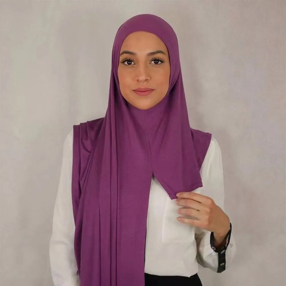 Bufandas de algodón para mujer musulmana, Hijab instantáneo de primera calidad con aro, 53 colores