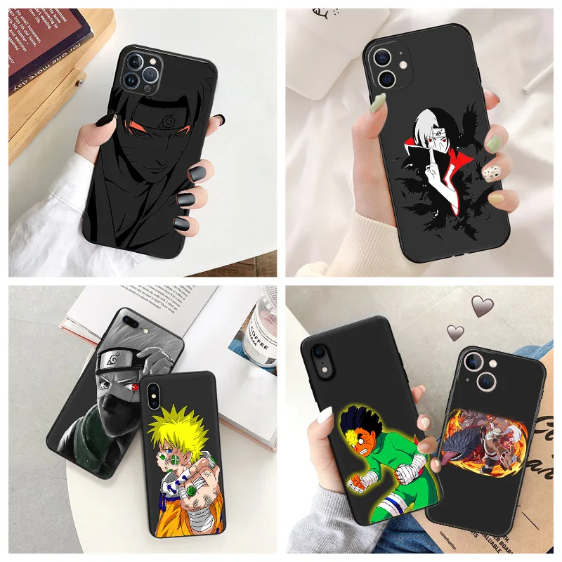 Silicone Black Phone Cases for iphone 16 Pro Max 7 8 14 15 Plus SE XR 11 12 13 Mini 15Pro N-Narutos Uchihas Itachis Soft Cover