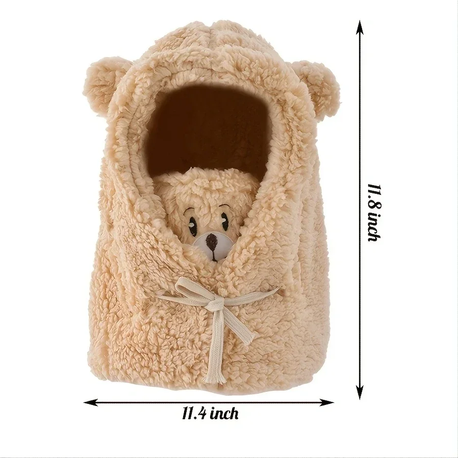 Warm 3-in-1 Knitted Hat Winter Cycling Windproof and Warm One Piece Plush Hat Cute Bear Ear Protection Mask Scarf Warm Hat