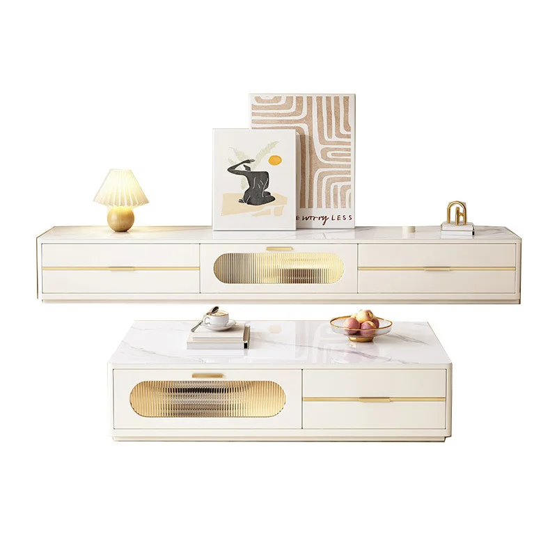 

Advanced rock slab TV cabinet, coffee table TV cabinet combined storage floor cabinet