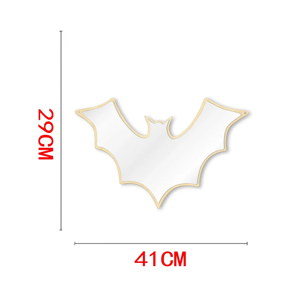 Bat Shaped Wall Mirror Halloween Home Decor Hanging Bat Arylic Mirror With Wooden Back Table Top Or Wall Mount Makeup Mirror