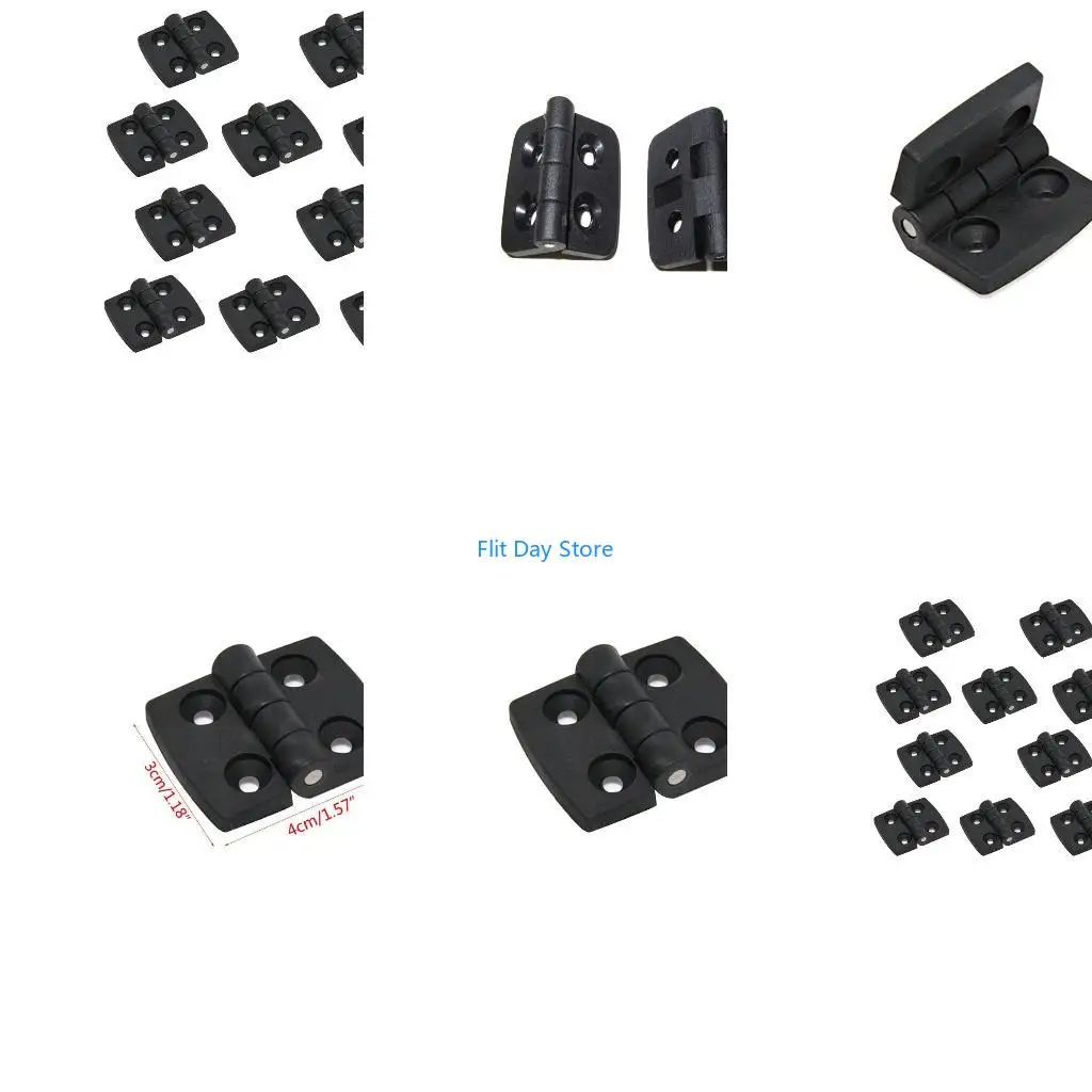 F92C 10x Black Plastic Hinges Folding Butt Hinge Light Duty Drawer Cabinet Door Hinge