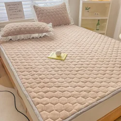 Thickened Milk Velvet Soft Mattress All-season Universal Luxury Thin Bed Sheet Non-slip Mattress Cover Folding Tatami Mat No Pil