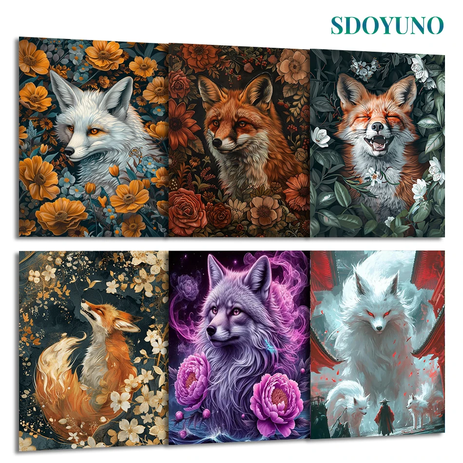 

SDOYUNO Painting By Numbers Draw For Adults Markers By Numbers fox Animals Diy Set Picture Paint Kits Canvas Handiwork Acrylic