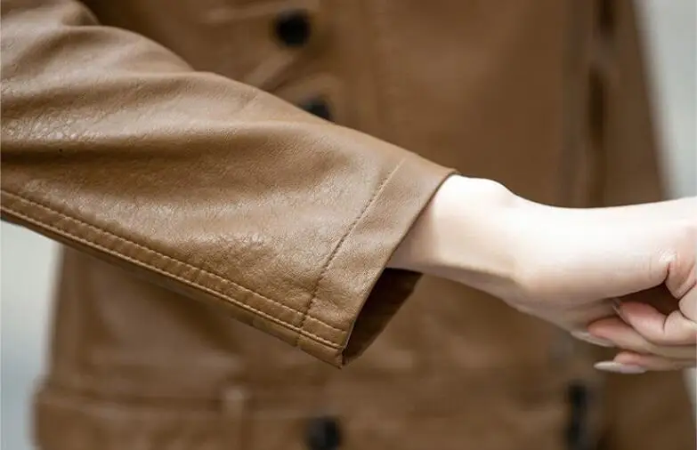 Nuova giacca da donna in vera pelle primavera autunno moda stile motociclista capispalla colletto alla coreana cappotto corto