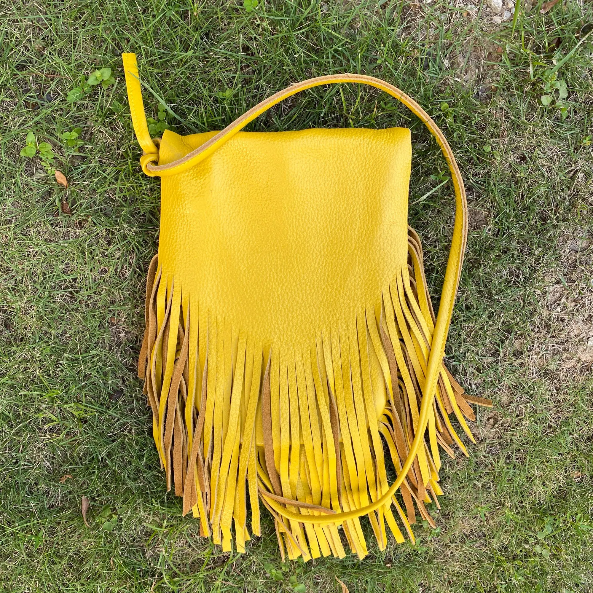 Genuine Leather Crossbody Bag Cow Leather Fringe Shoulder Bag Crossbody Green Real Leather Cross Body Bags Top Layer Tassel Bag