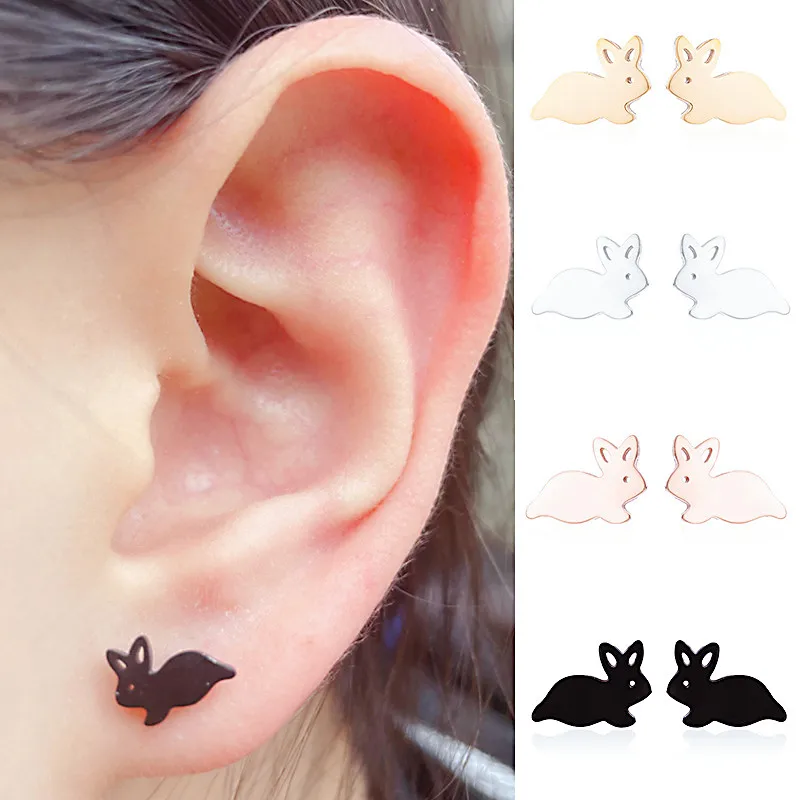 Chinese New Year 2023 Lovely Rabbit Stud Earring For Women Piercing Ear Surgical Steel Birthday Gift Earring Jewelry Accessories