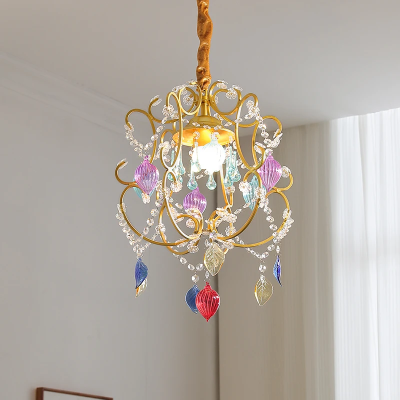 

American light luxury bedroom bedside suction chandelier retro aisle corridor light French entrance entrance balcony crystal lam
