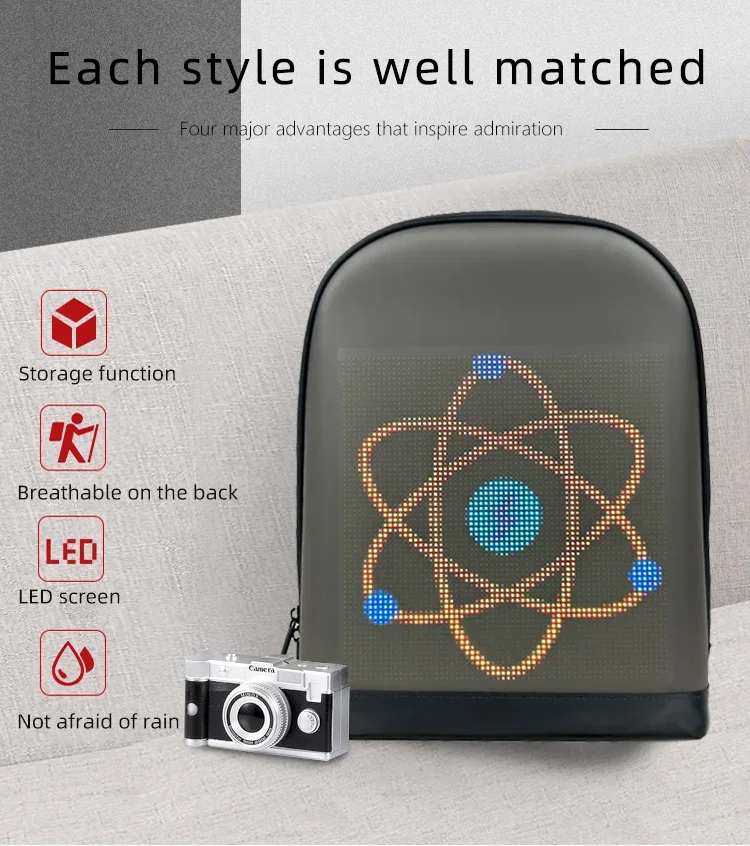 Mehrsprachiger LED-Werbe rucksack tragbare Kinder/Erwachsene LED-Rucksack Plakat Smart App programmier bare Bildschirm Zeichen Display Taschen