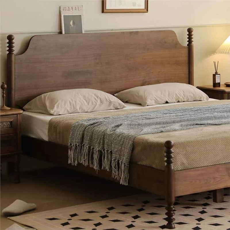 

Customizable North American Black Walnut Bed Modern Simple Master Double Bed Full Solid Wood
