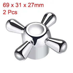 2pcs 69x31x27mm Faucet Knob Handle Alloy Universal Handle Replacement Silver Tone Taps Accessory for Kitchen Bathroom Accessory