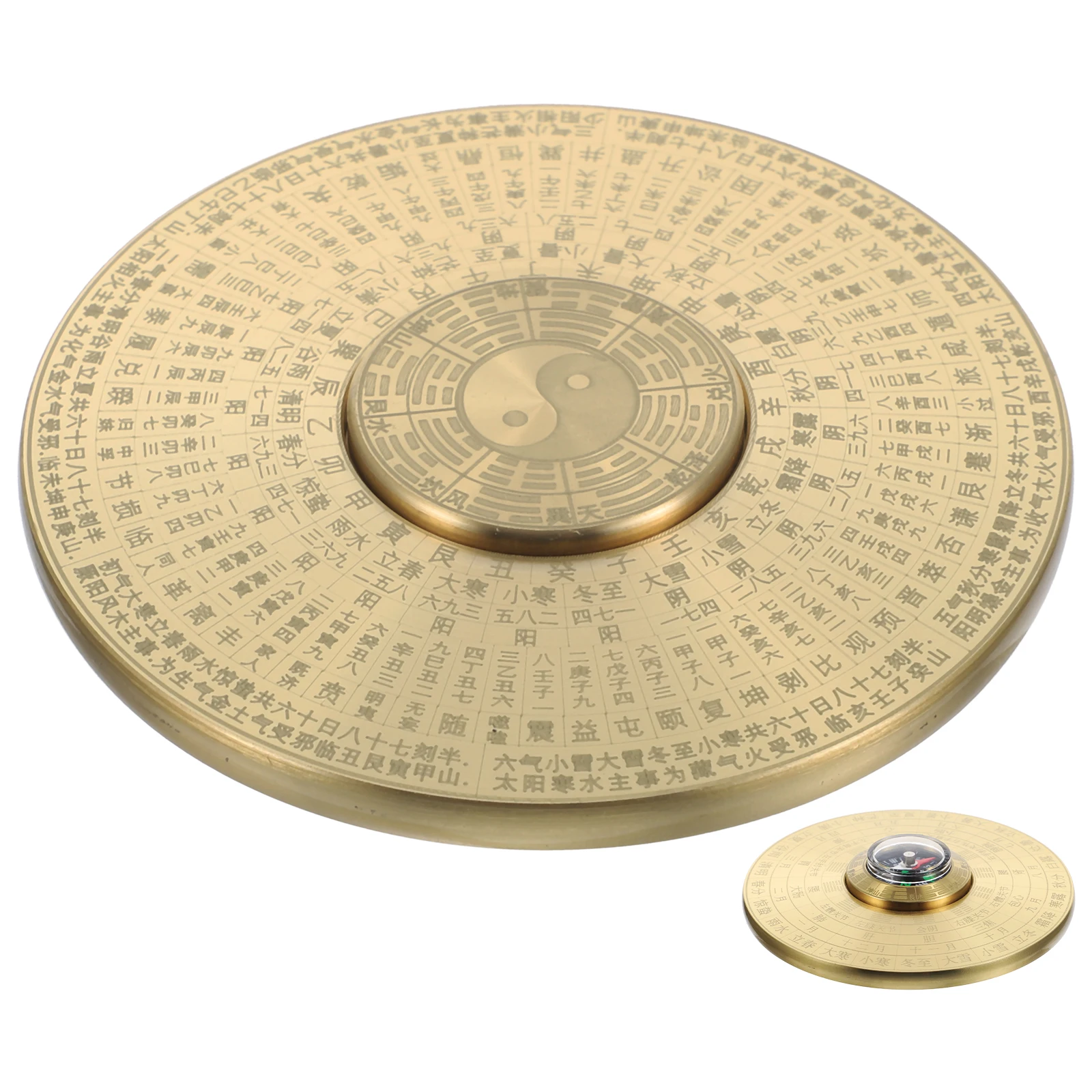 

1pc Brass Retro Chinese Metal Compass For Outdoor Travel Camping Portable Taoist Navigation Tool Vintage Decorative