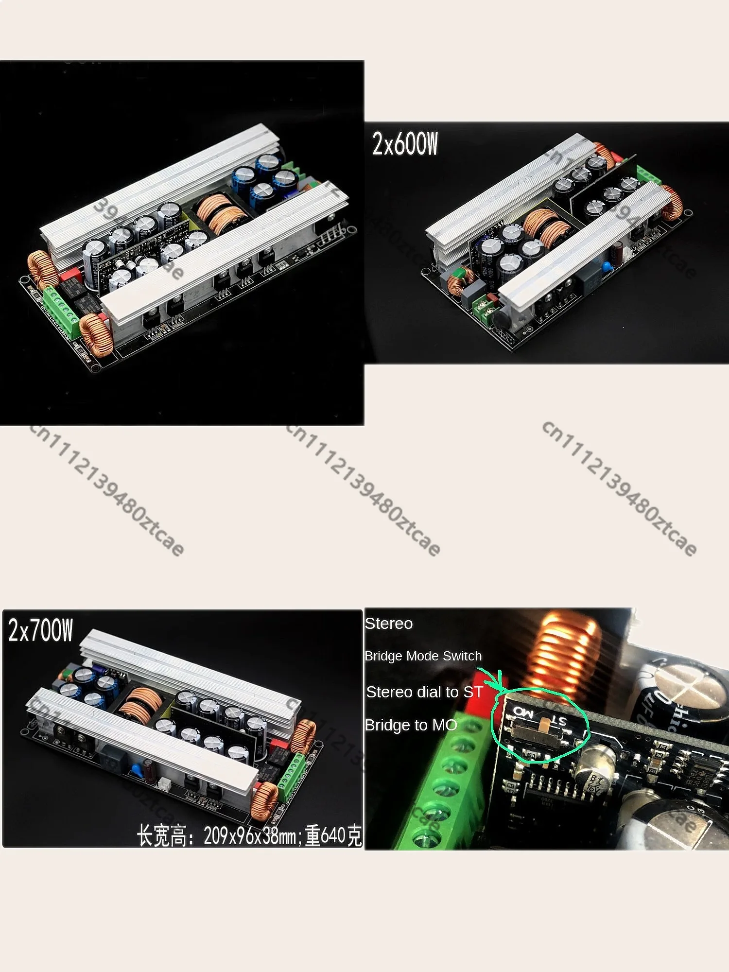 Stereo 2-Channel Digital Amplifier Board 2x700W 2x600W with Switch Power Supply Bridgeable Speaker Protection