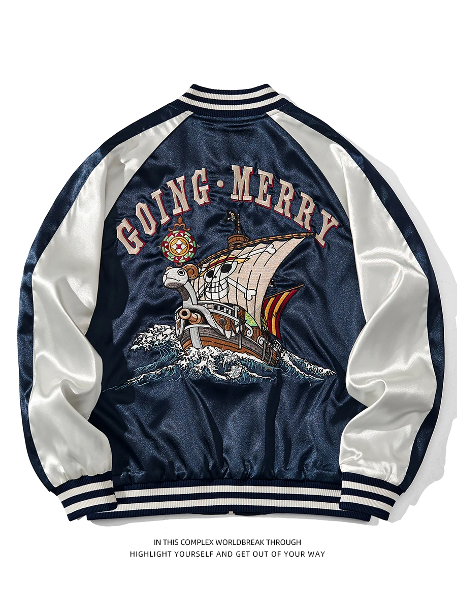  Cartoon Animation Heavy Embroidery Jacket Men's Contrast Color Personali Youth Skull Yokosuka Baseball Uniform