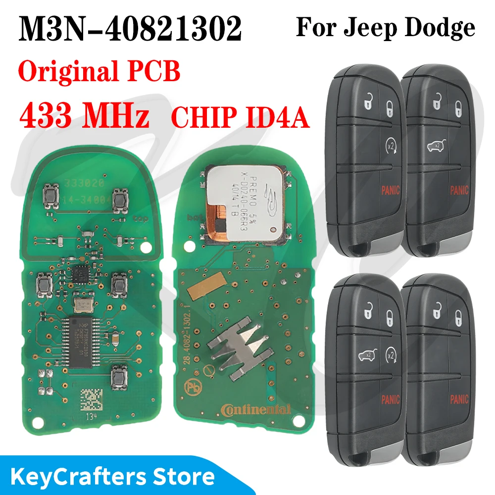 KC M3N-40821302 Original PCB For Jeep Compass Renegade Fiat Dodge Chrysler Keyless Go 433MHz CHIP 4A Insert Blade SIP22