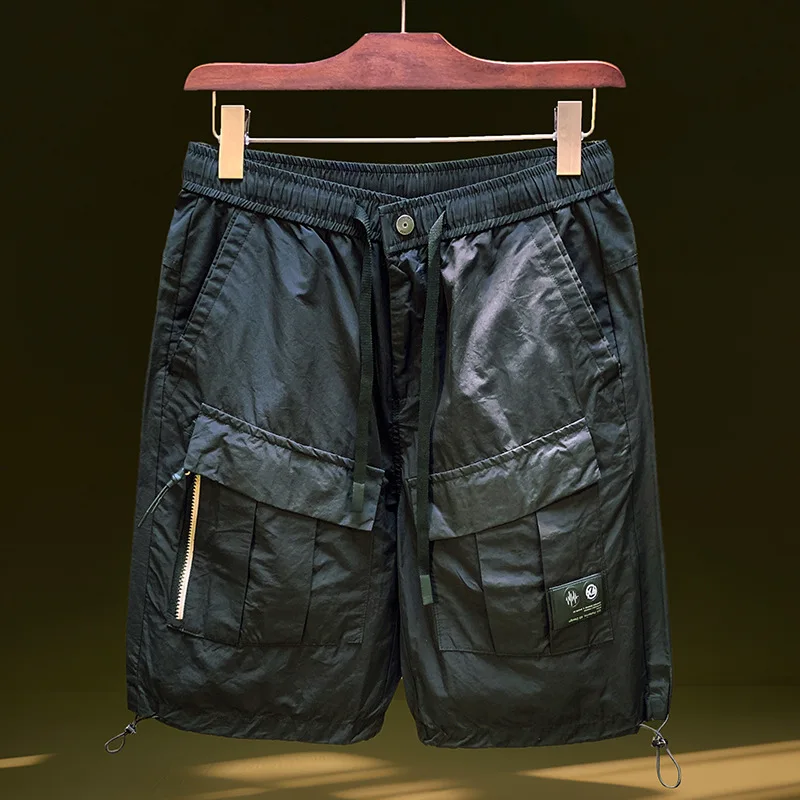 Work shorts men's trendy brand loose summer thin, 2025 new quick drying multi pocket casual shorts