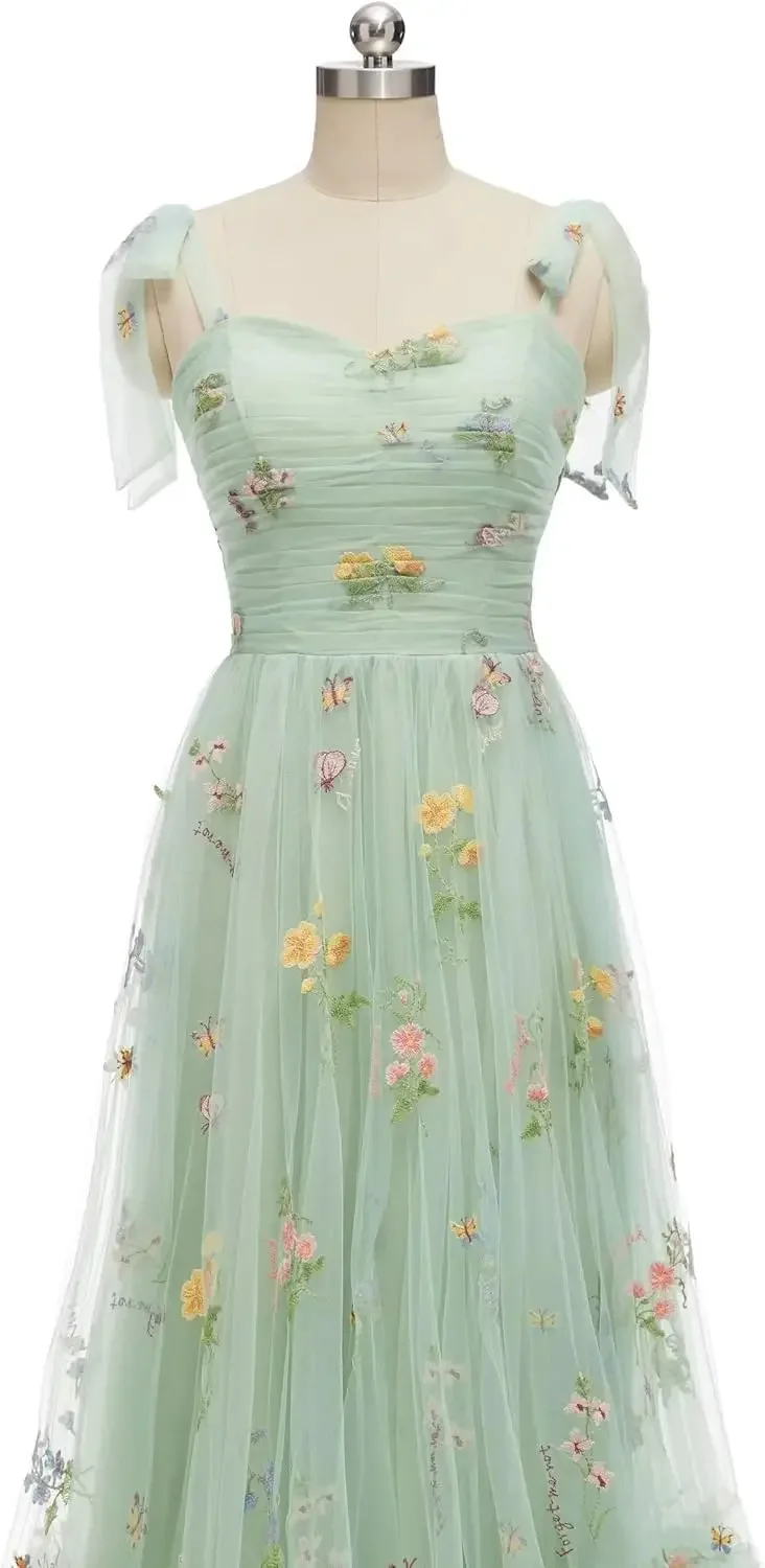 فستان حفلة موسيقية من التول المطرز بالزهور مخصص لعام 2025 بأكمام منتفخة فستان رسمي أنيق لحفلات العودة للوطن فساتين الحفلات