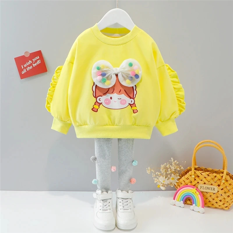 

Spring Baby Girls Clothing Sets Kids Long Sleeve Pullover sweatshirt Pants Toddler Infant Clothes Outfits Children Tracksuit