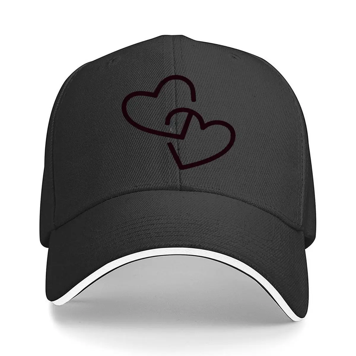 Minimalist Overlapping Heart Outline Love Graphic Sandwich Baseball Cap Women Unisex Male