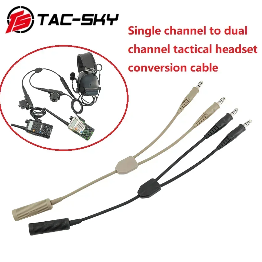 

Tactical Military Noise Cancelling Headphone Adapter Single Pass To Dual Pass Cable for Tactical COMTA SORDI Shooting Headset