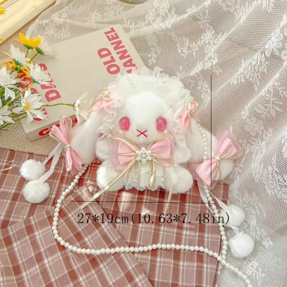 Animali di peluche Borse a tracolla con coniglio Lolita Borsa a tracolla morbida con coniglio di peluche piccolo Borsa a tracolla JK con coniglio creativo carino per ragazze