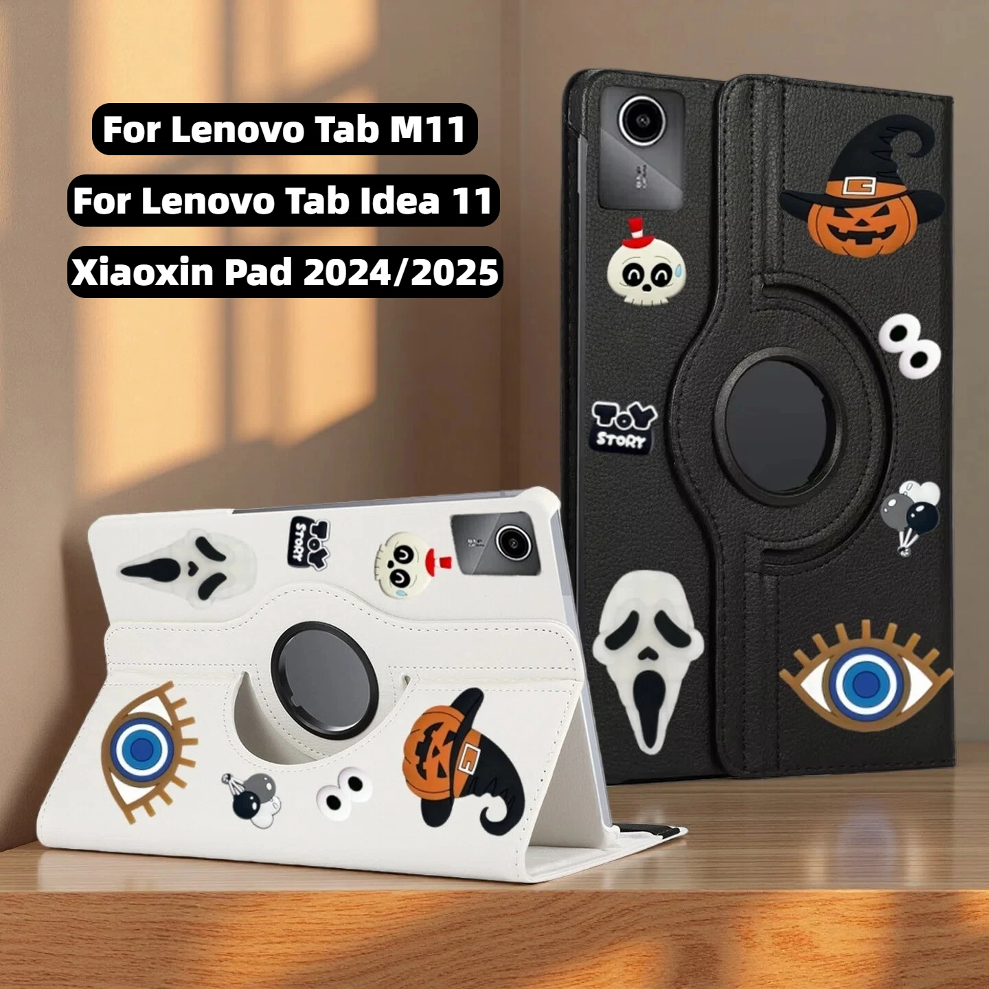 

Case For Lenovo Tab M11/Lenovo Tab Idea 11/Xiaoxin Pad 2024 2025 PU Leather Halloween Pumpkin Head Patch DIY Kids Tablet Cases