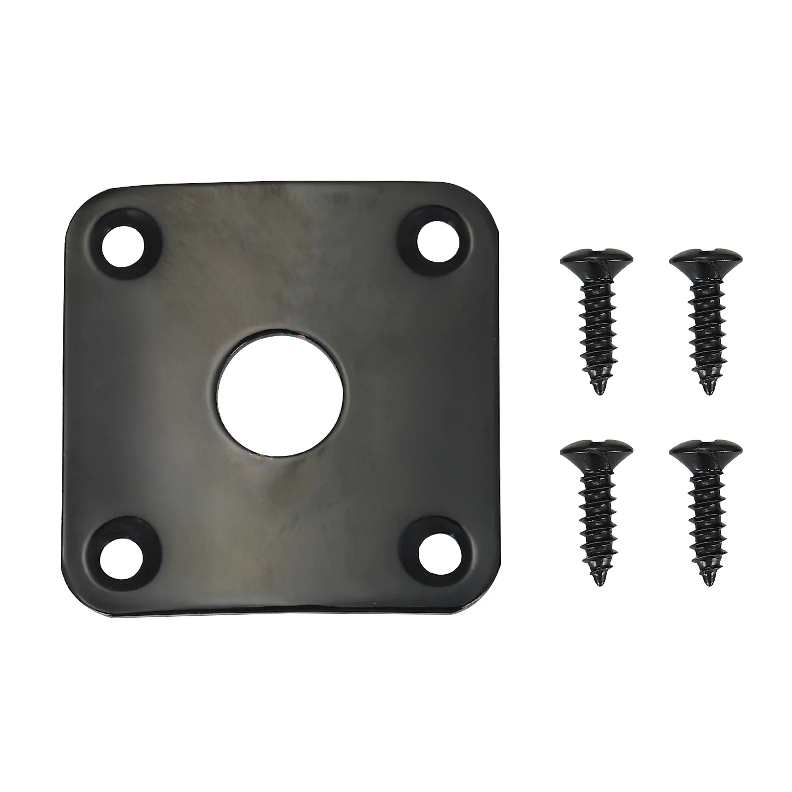 

Electric Guitar Socket Cover Metal Jack Plate Black Square Output Plug for Bass Sturdy Durable Easy Install Curved Bottom