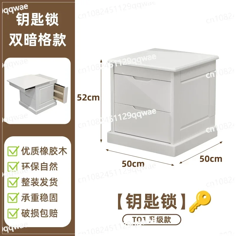 [Key lock] T01 upgrade double hidden compartment pure solid wood design large capacity storage bedside safe integrated