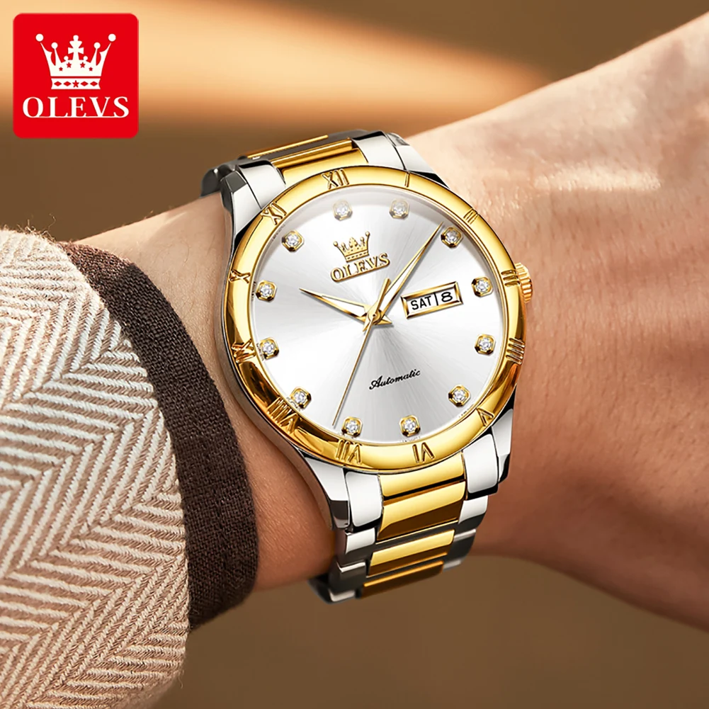 ساعة أوليفس ميكانيكية أوتوماتيكية للرجال ، ساعات يد من الفولاذ المقاوم للصدأ للعمل والترفيه ، أصلية ، عالية الجودة ، جديدة ،