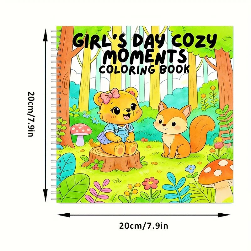 Girl Day Cozy Coloring Book for Adults, Stress Relief Relaxing Colouring Book, Creative Birthday Gift Back to School Art Supplie