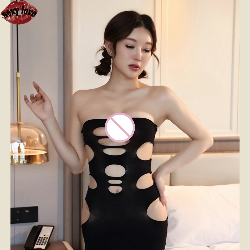 セクシーな愛のランジェリータイトフィットヒップハグスカート横縞視点純粋な欲望制服軽薄なパジャマ