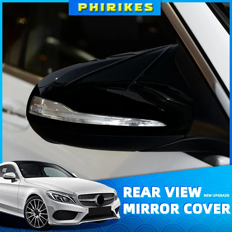 Black Side Mirror Caps For Mercedes Benz W205 W222 W213 W238 X205 X253 C217 W463 C253 W253 Cover C S GLC E G Class AMG Sticking