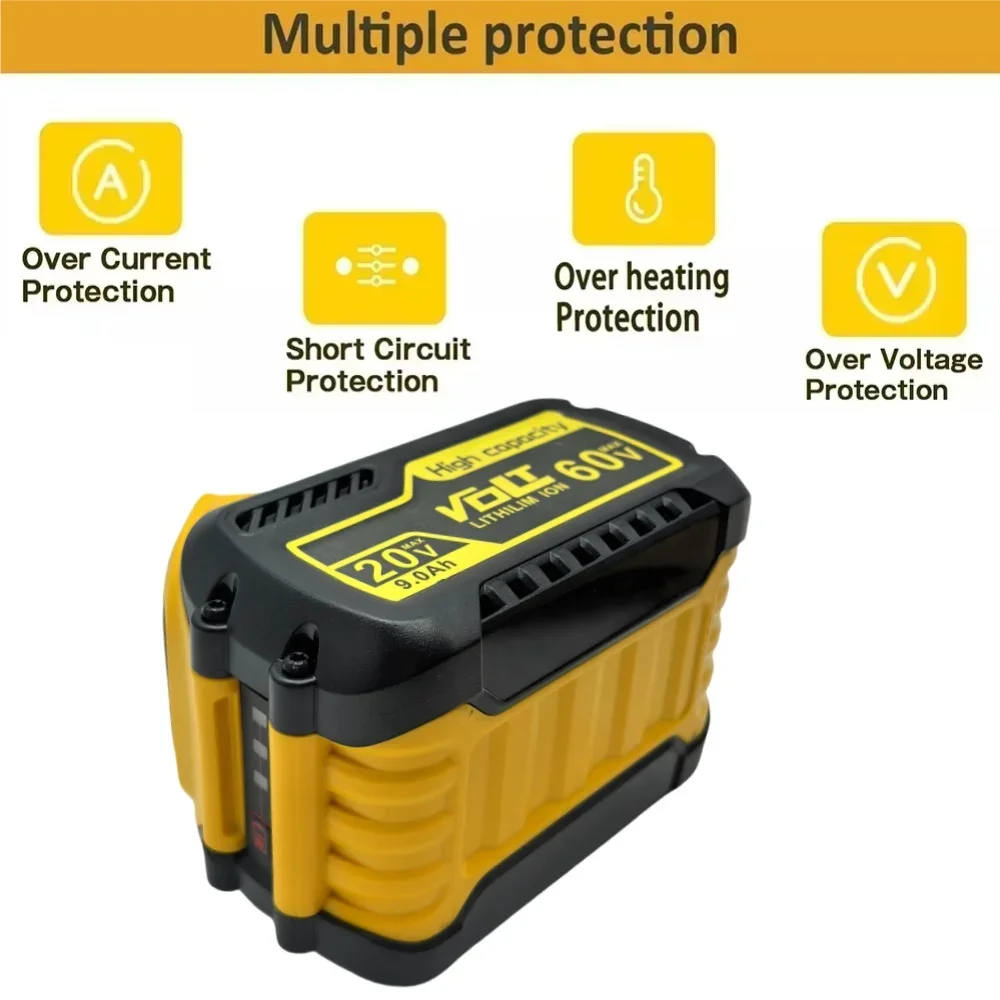 For Dewalt Battery 20V/60V 9000mAh MAX Battery DCB606 DCB609 DCB205 DCB206 DCB209 DCB182 9.0Ah/6.0Ah Power Tool Battery