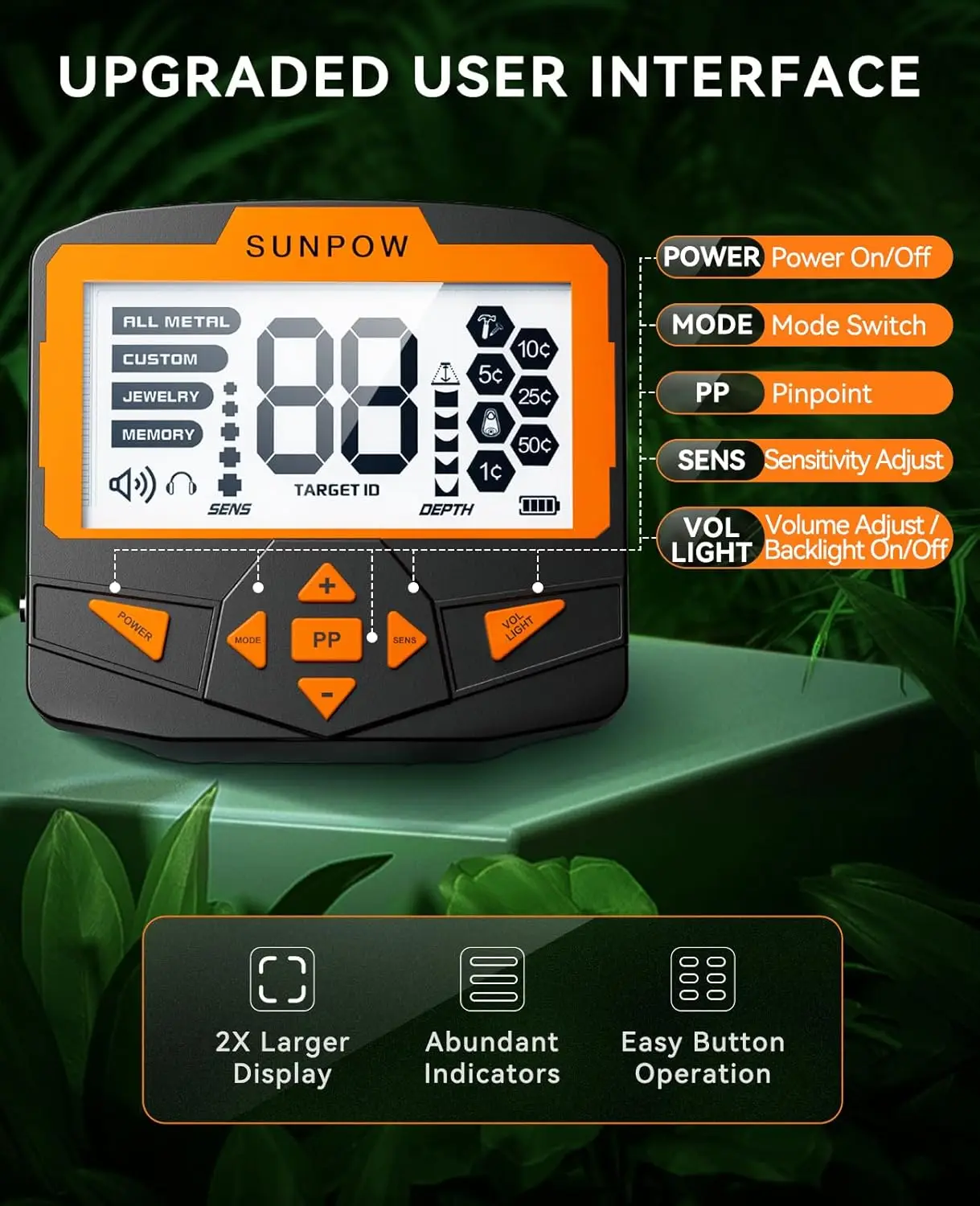 Metal Detector for Adults Professional - Waterproof Higher Accuracy 5 Modes Gold Metal Detector with Strong Anti-Interference, A