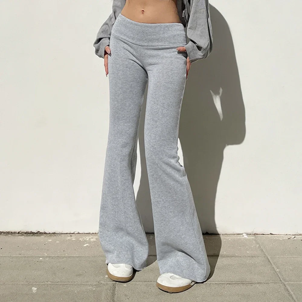 CPSYMYM سراويل نسائية طوال الموسم كاجوال على شكل حرف K ممزق تصميم غير متماثل خصر طبيعي كامل الطول سروال يومي نحيف