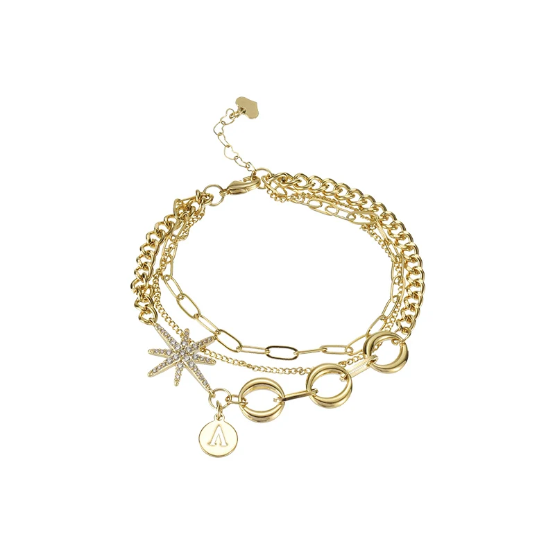 

Multi-layer octagram bracelet ins niche design high-end gold light luxury personality girlfriend jewelry women