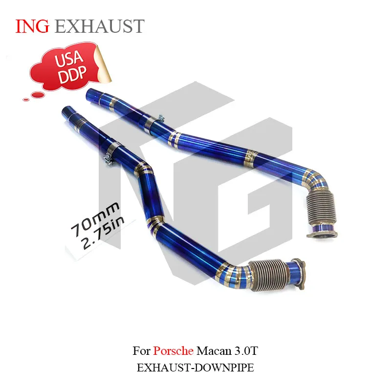 

ING Exhaust System Titanium alloy Performance resonant tube for Porsche Macan 3.0T car Accessories tools