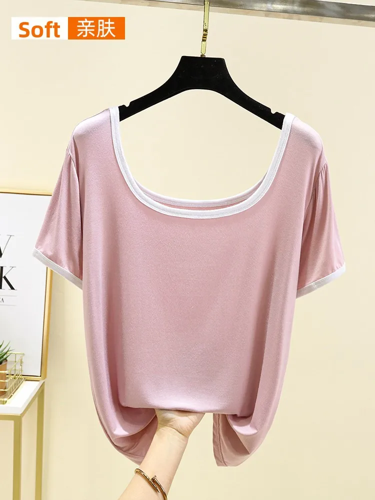 عارضة مشروط فضفاض ort Sve جولة Ne Base irt المرأة الصيف التخسيس تي شيرت يوليو الغزلان العلامة التجارية Faionable ملابس داخلية #2